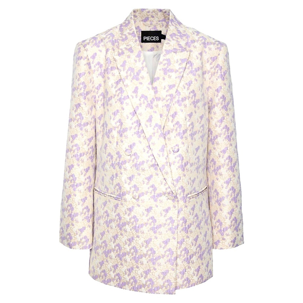 Pieces Women's Cream and Purple Blazer